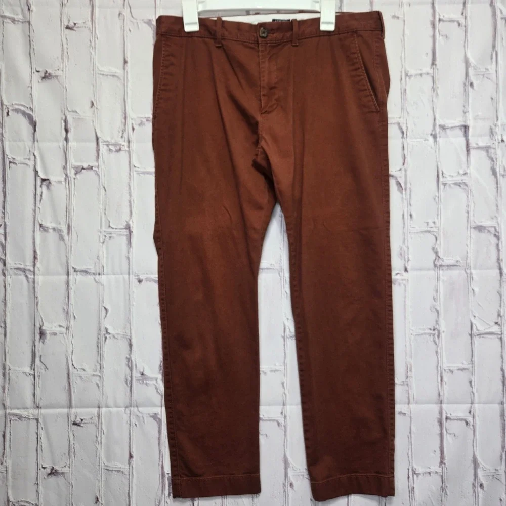J.Crew Chino Pants Brown Flex Slim Re-Imagined Casual Dress Golf Mens 34x30